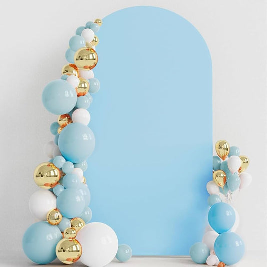 Arch photo backdrop in blue Rockhampton Vintage Hire