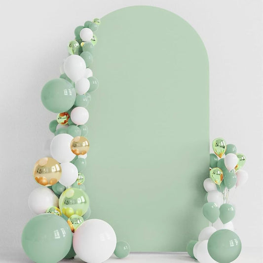 Arch photo backdrop in sage Rockhampton Vintage Hire