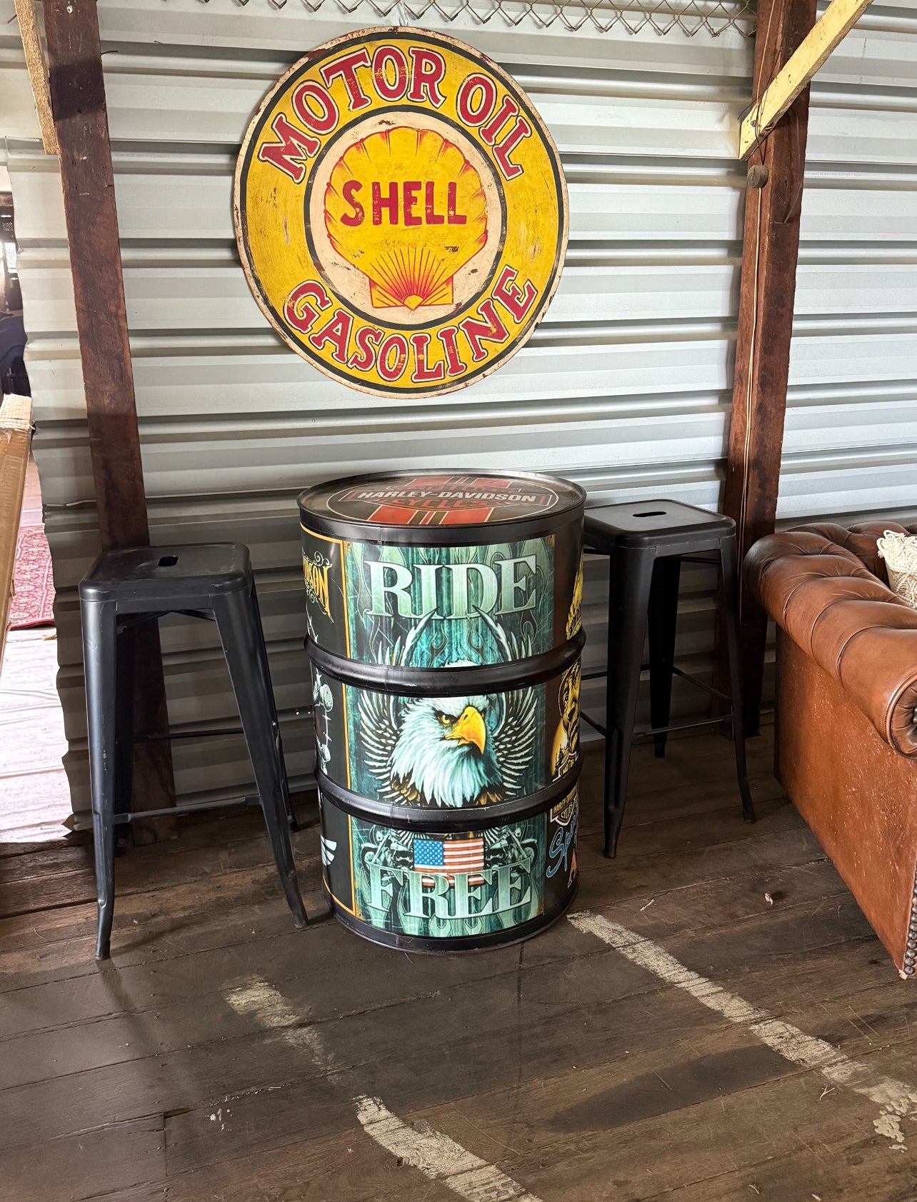 RVH Gallon Drum Special Feature Harley Davidson Ride Free Rockhampton Vintage Hire