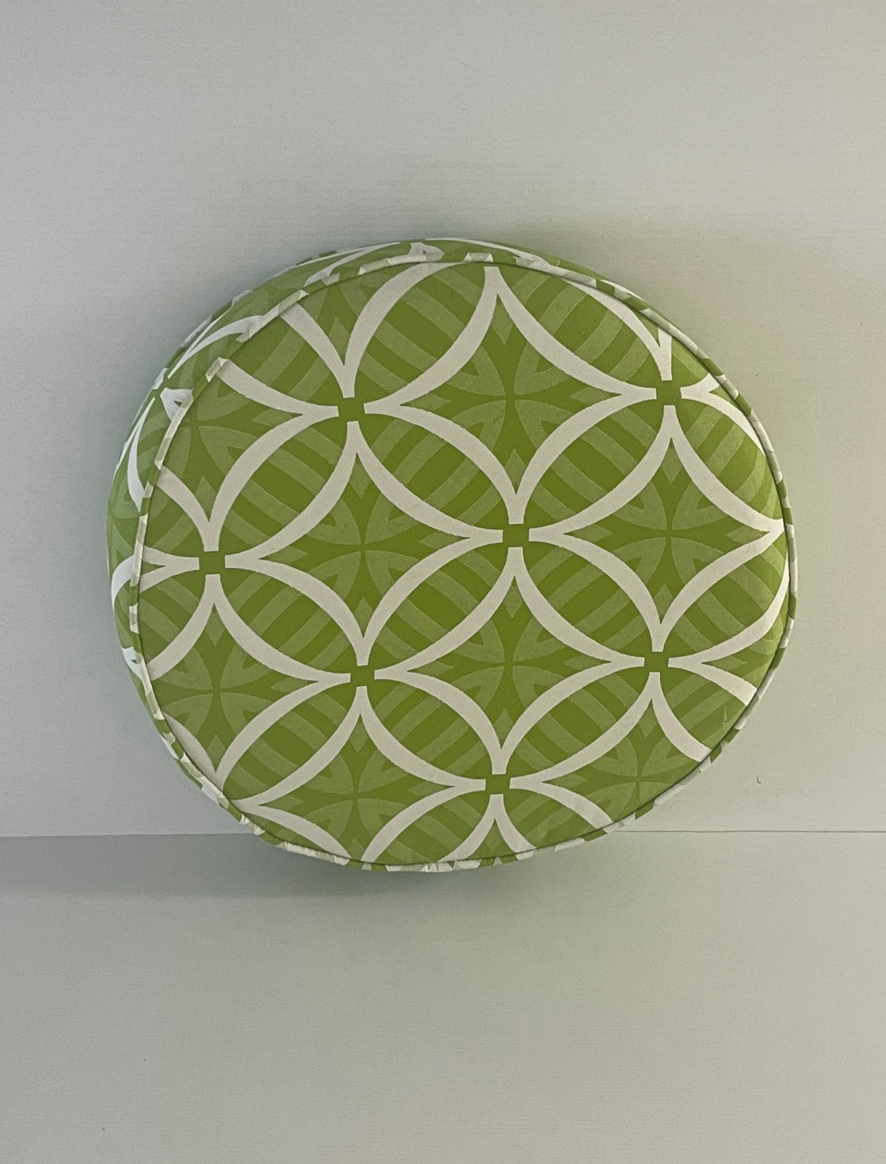 Round Chair Pad Cushion - Green & White Rockhampton Vintage Hire