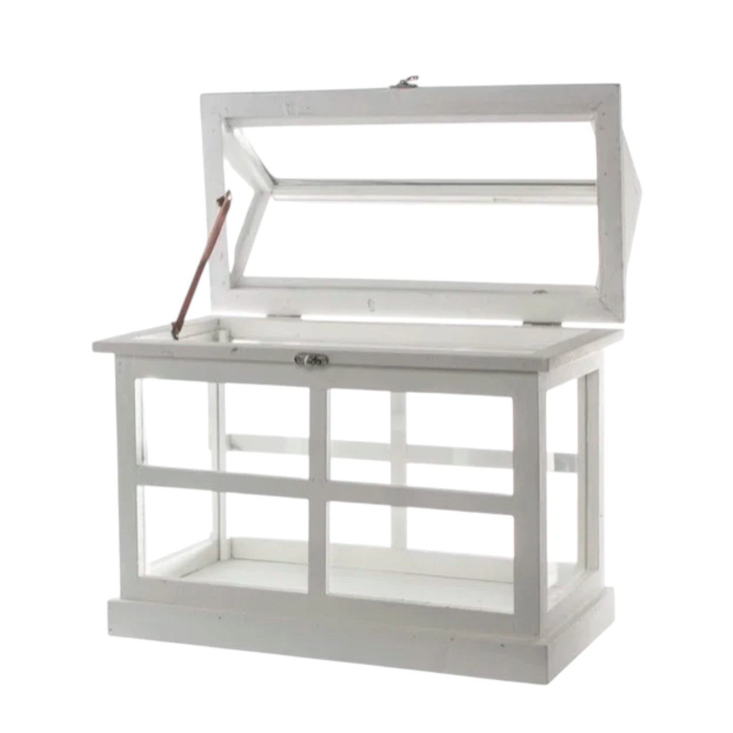 Hamptons Card Box - White framed box with lid and glass panels. Rockhampton Vintage Hire