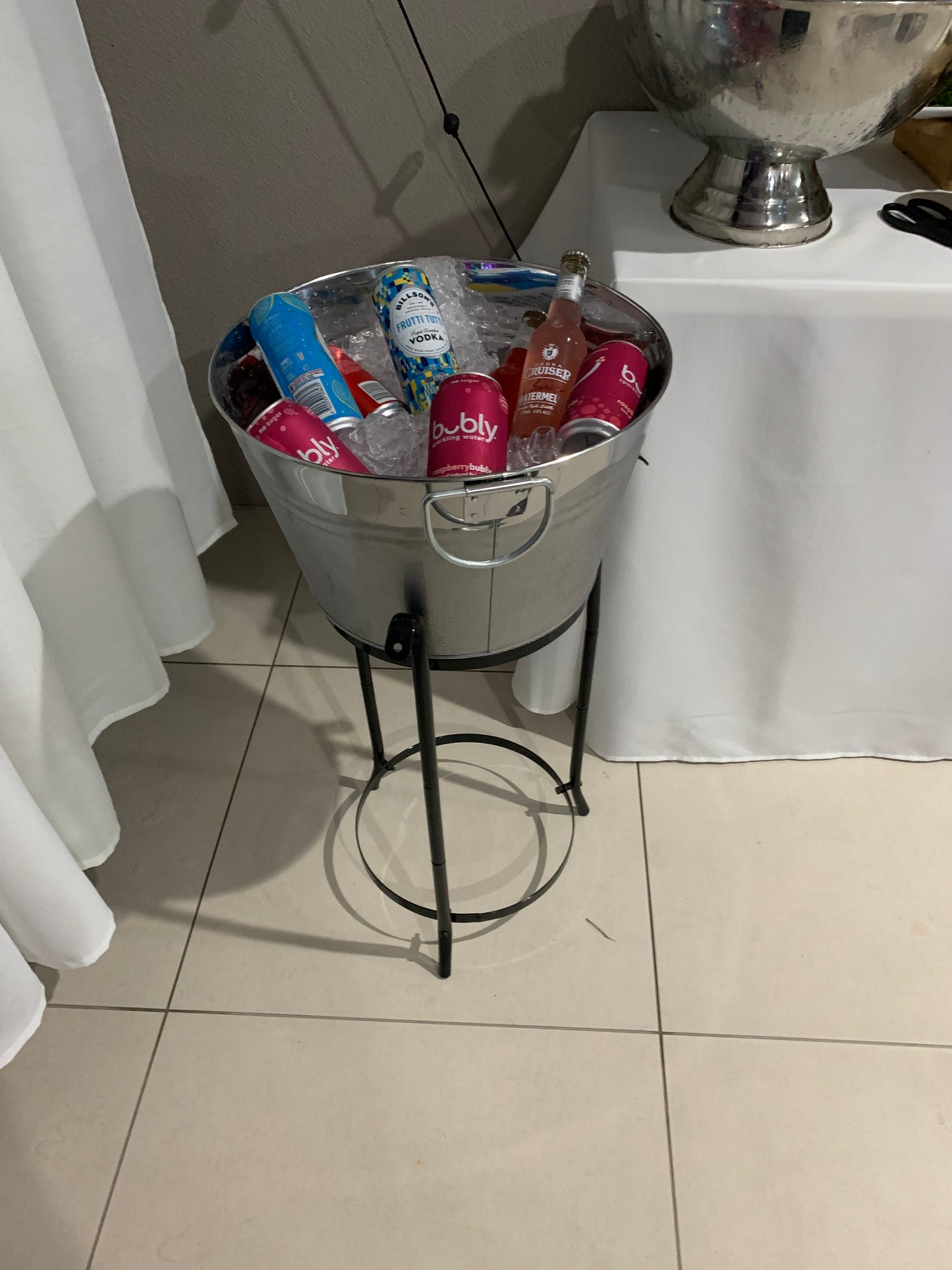 Drinks Tubs on stands - Silver Rockhampton Vintage Hire