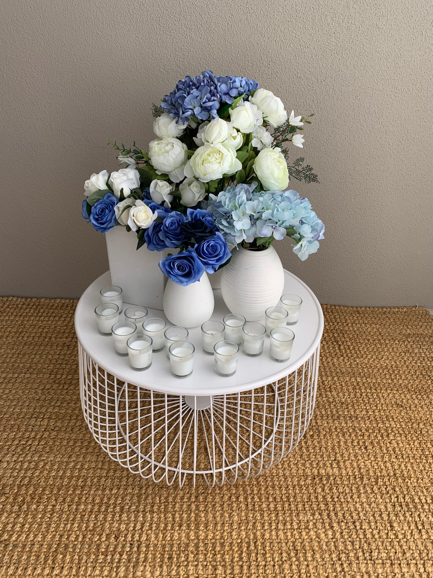Table - Round White Wire x2 Available Rockhampton Vintage Hire