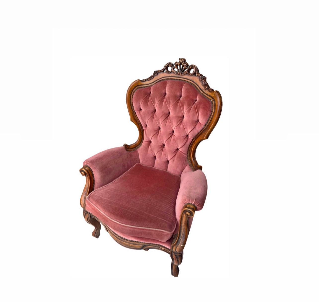 Armchairs Vintage Victorian Velvet Pink x2 Bundle