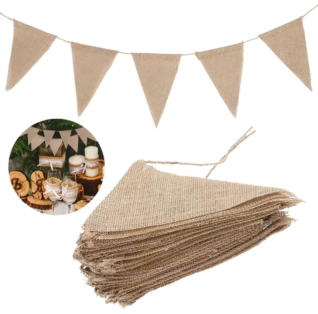 Boho Flag Bunting - Hessian