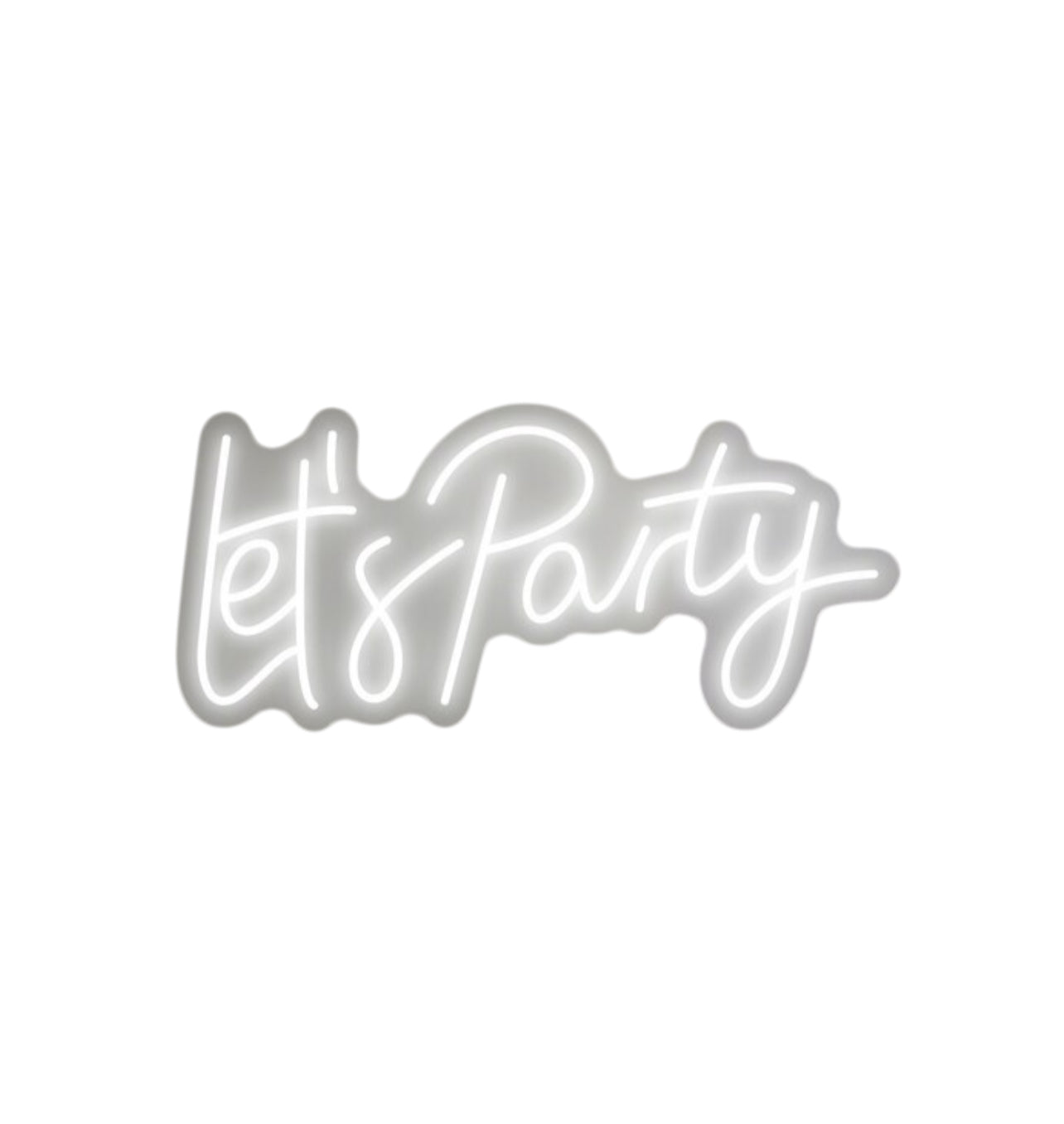 USB Small Neon Light Sign - Lets Party White Rockhampton Vintage Hire