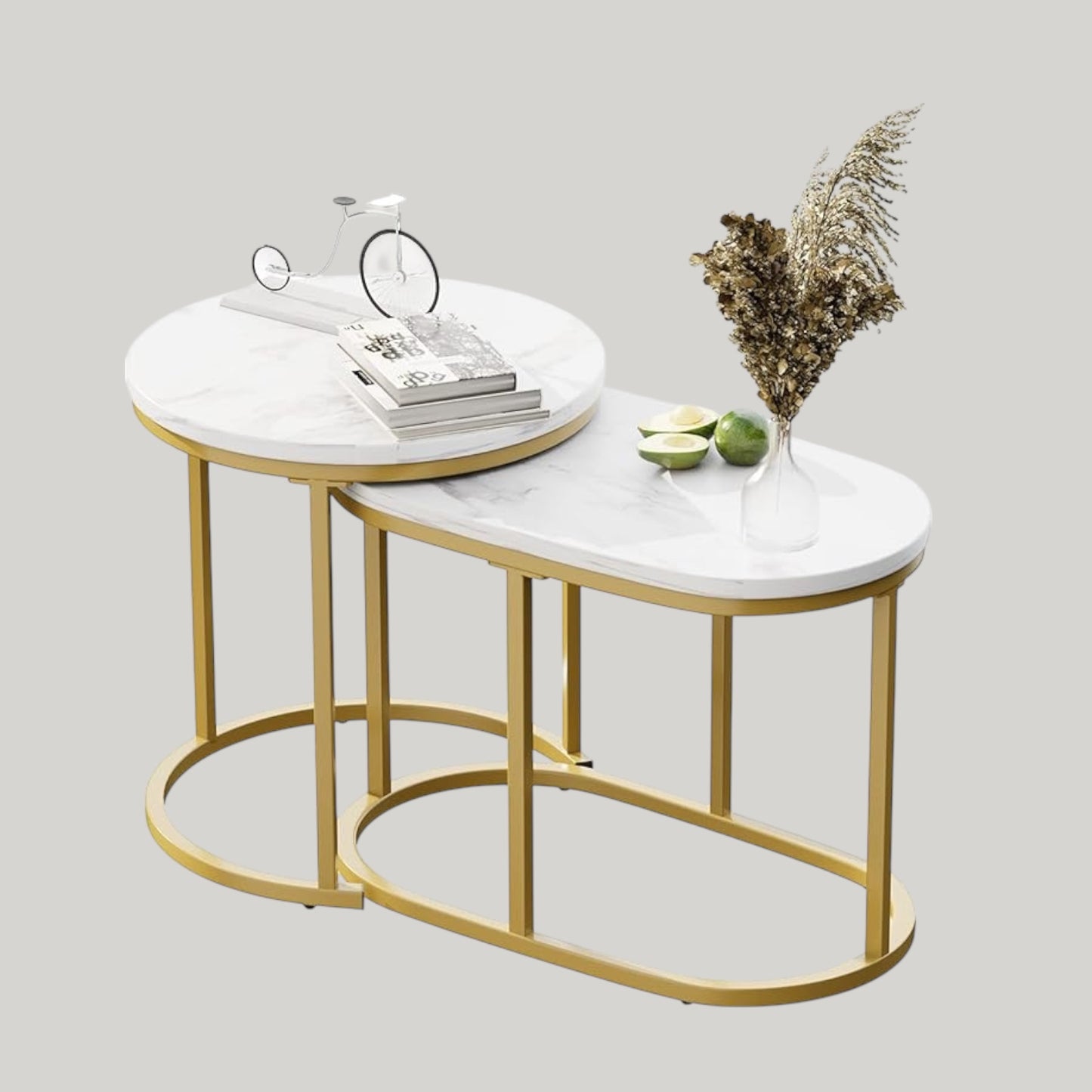 RVH Nesting Coffee Table Set Faux Marble 2pc | 2 Sets Available Rockhampton Vintage Hire