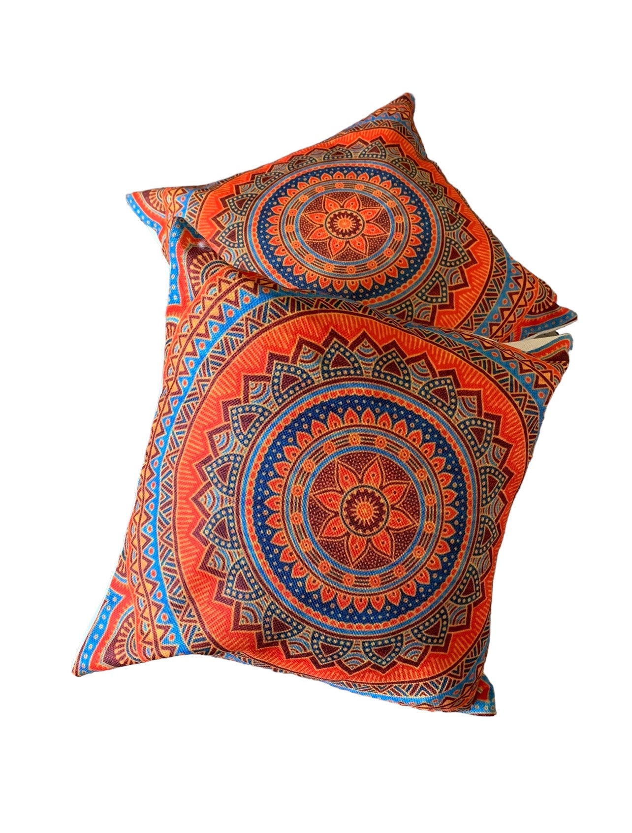 Standard Square Cushions Orange & Blue x2 Bundle Rockhampton Vintage Hire