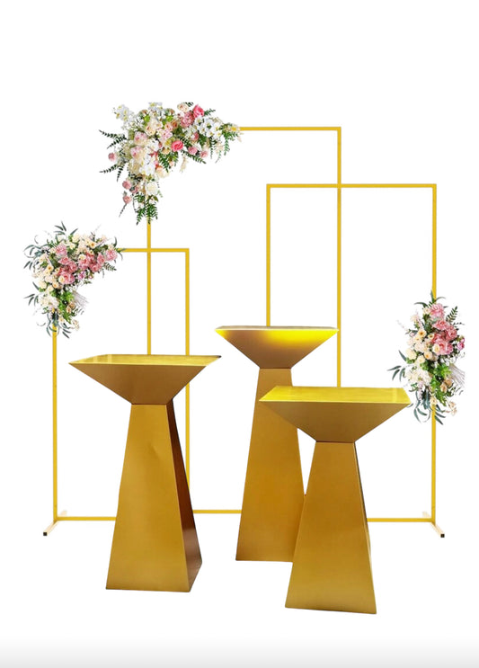 Party Combo Square Frame Backdrop + Gold Plinth Set