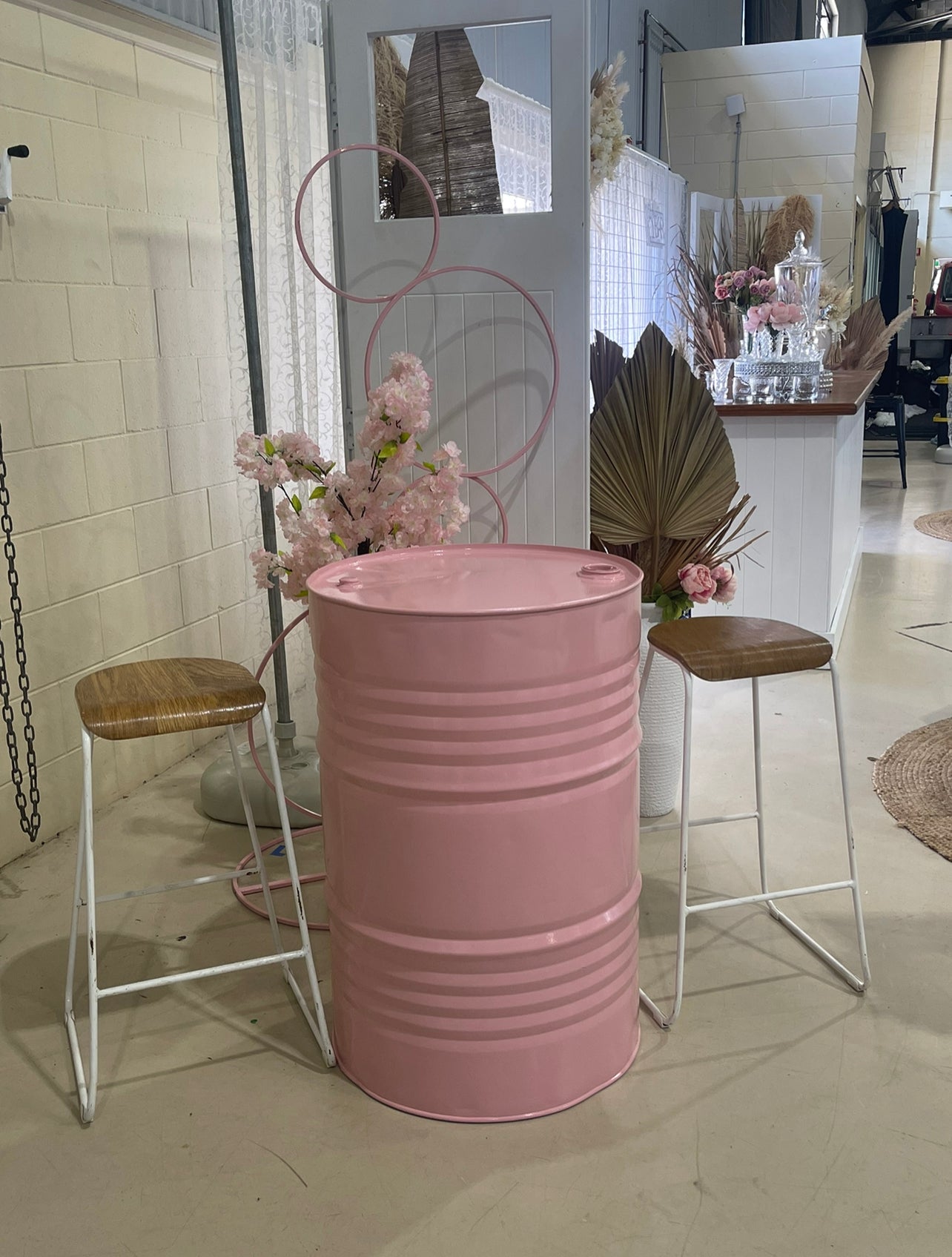 Pink Gallon Drum for hire Rockhampton Vintage Hire