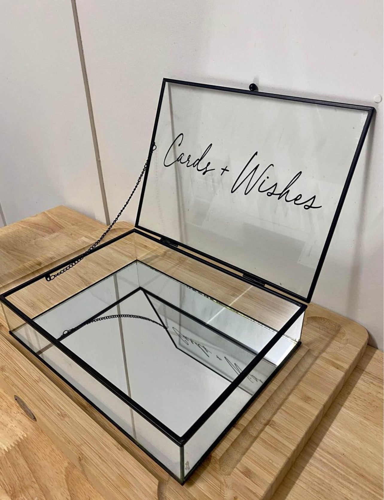 Card & Wishes - Glass Box & Lid Black Frame Rockhampton Vintage Hire