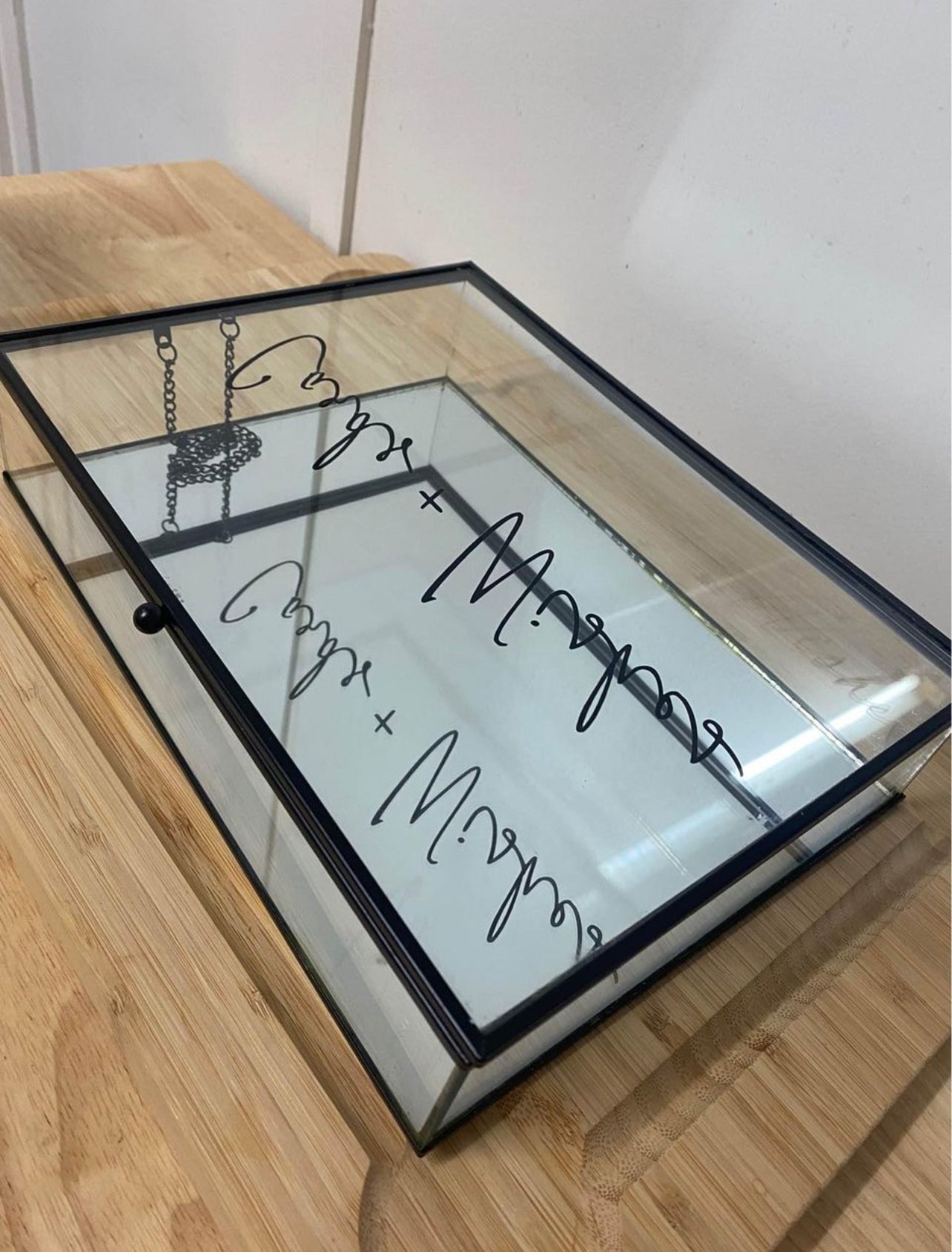 Card & Wishes - Glass Box & Lid Black Frame Rockhampton Vintage Hire
