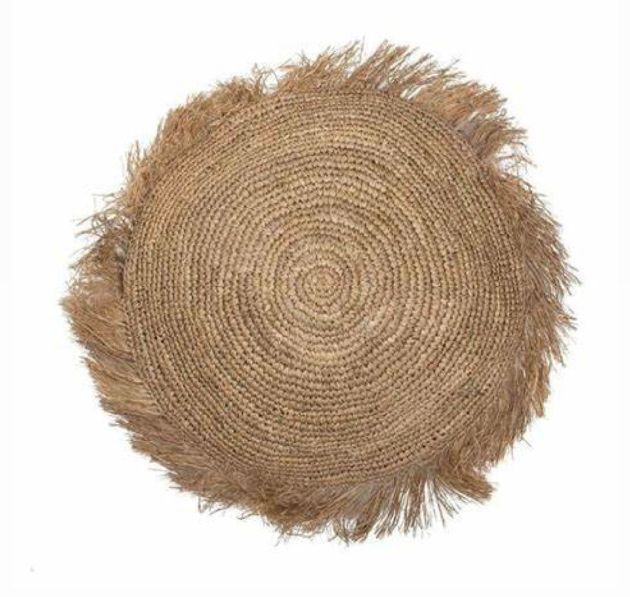 Island Luxe Large Round Floor Cushion - Raffia Rockhampton Vintage Hire