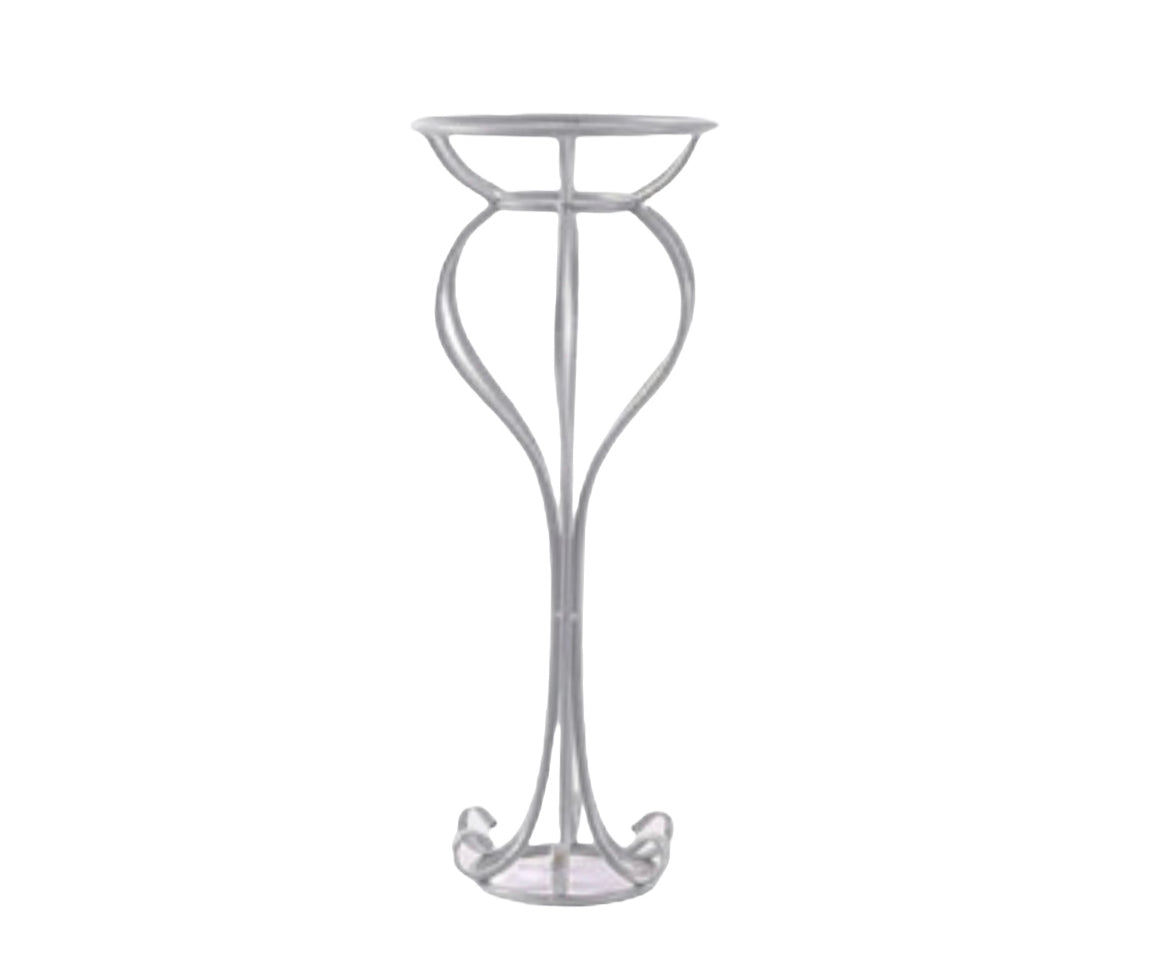 60cm Scrolled Style Flower Stand Centrepiece - Silver Rockhampton Vintage Hire