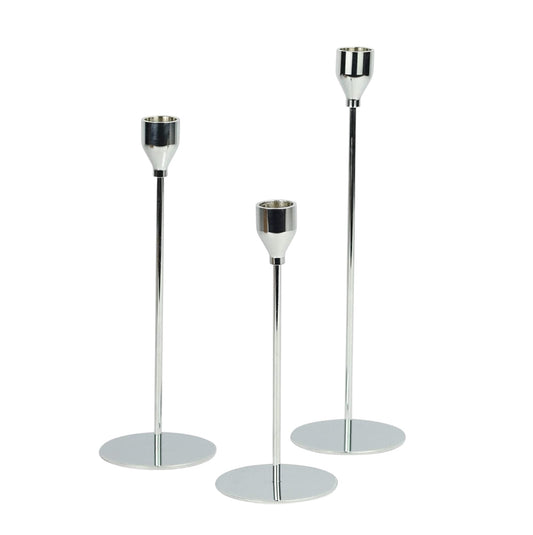 RVH Silver Candlestick Trio - 14 Trio Sets Available Rockhampton Vintage Hire