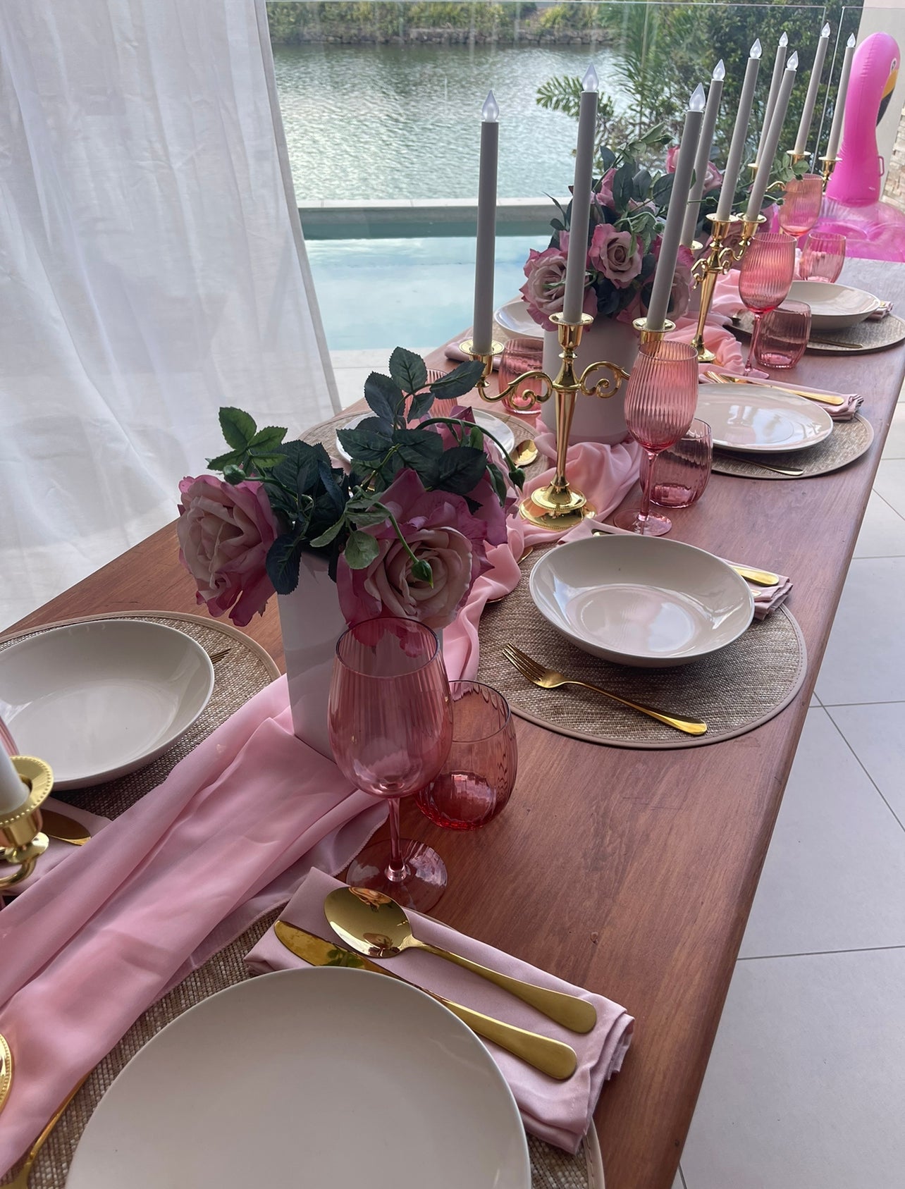 Pink Table Runner Rockhampton Vintage Hire