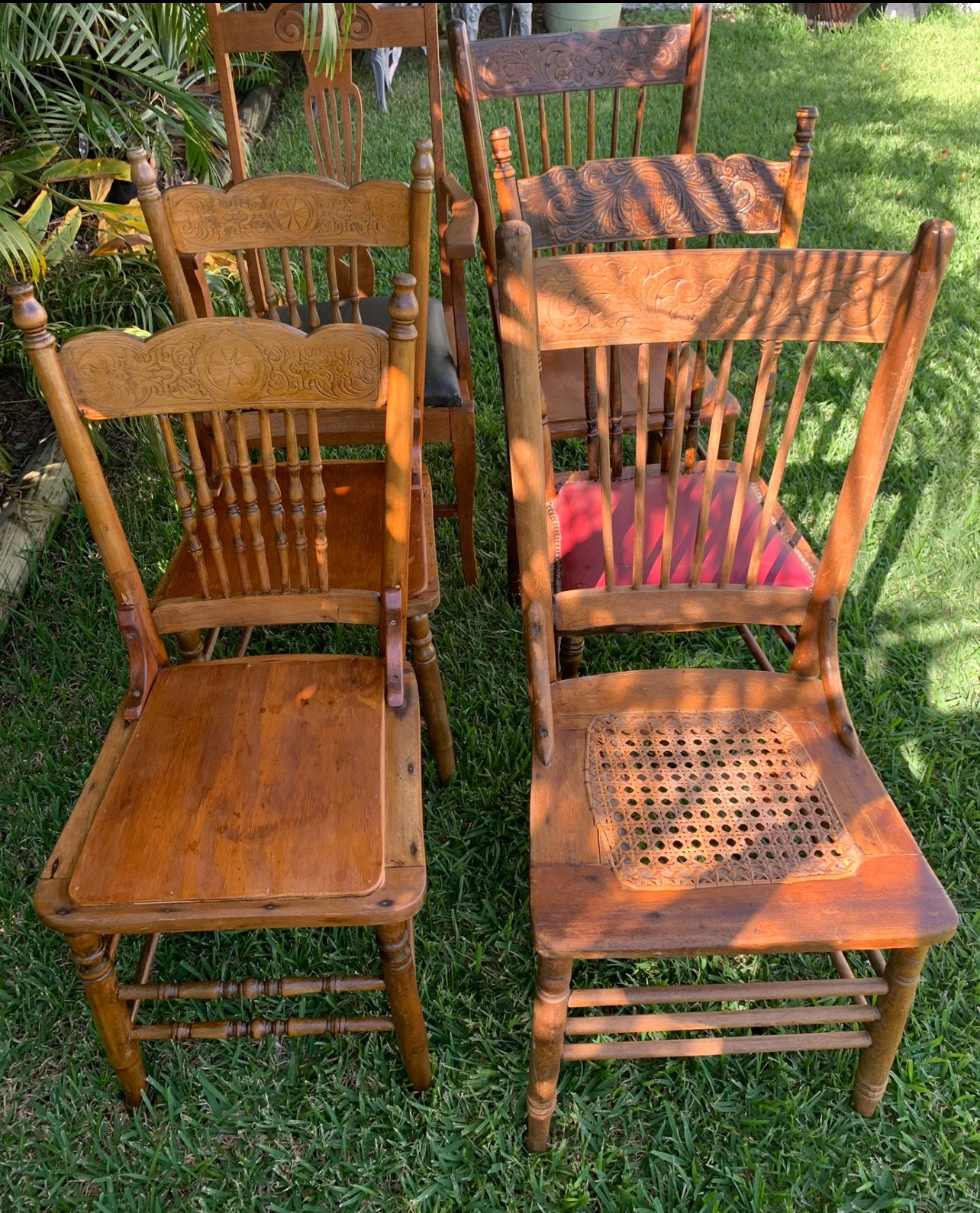 RVH Mix-Matched vintage ceremony chairs - Wedding & Event Hire Vintage Wood Chairs hire from Rockhampton Vintage Hire Weddings Rockhampton