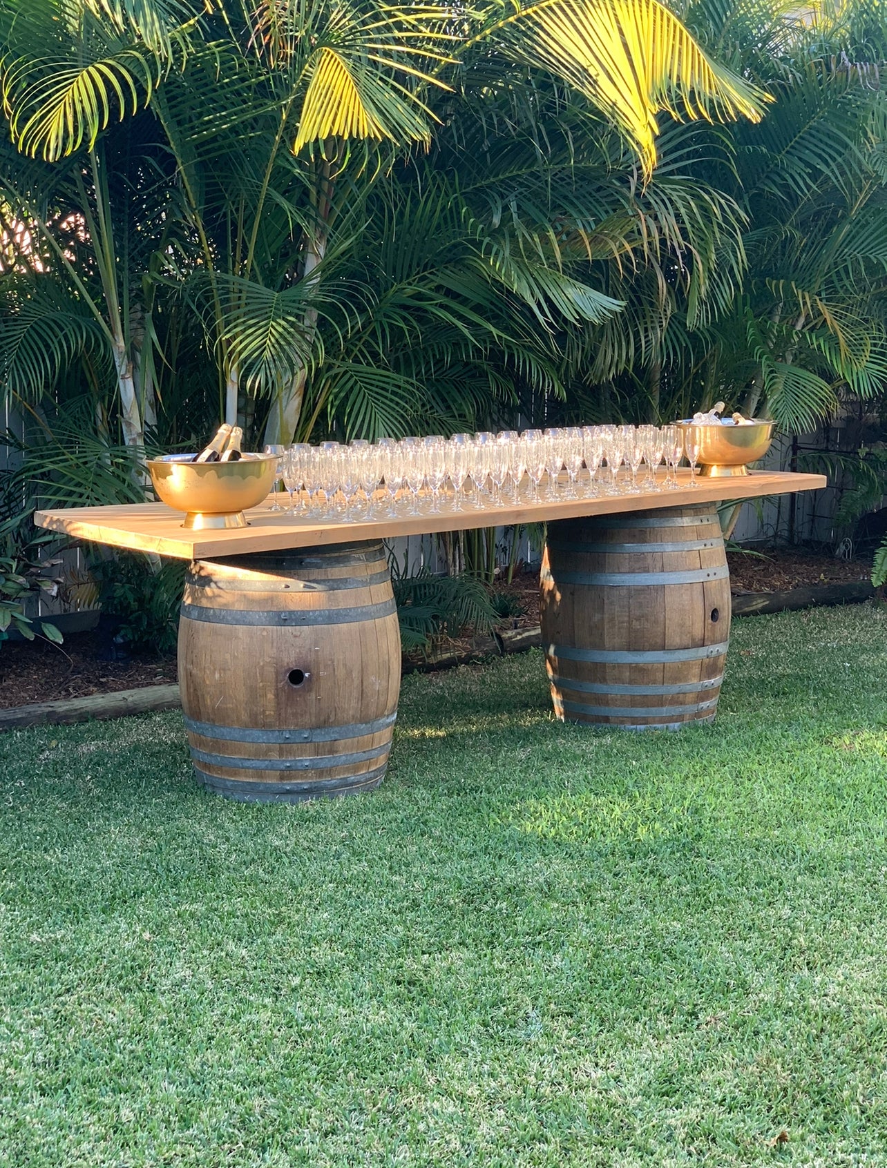 Wine Barrel Champagne Bar Package Rockhampton Vintage Hire Weddings Rockhampton