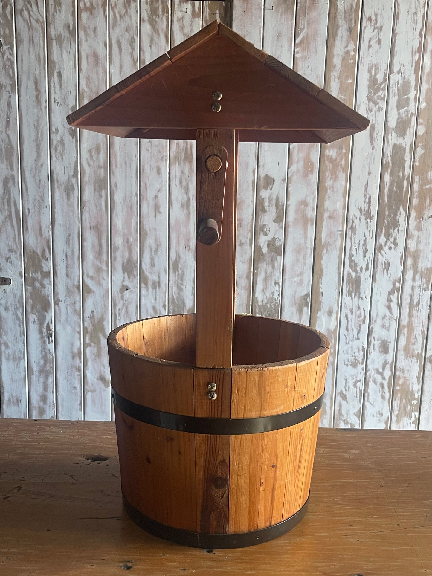 Our timber traditional style wishing well has been a long time popular choice, this style teams perfectly with a wine barrel styling theme. Rockhampton Vintage Hire