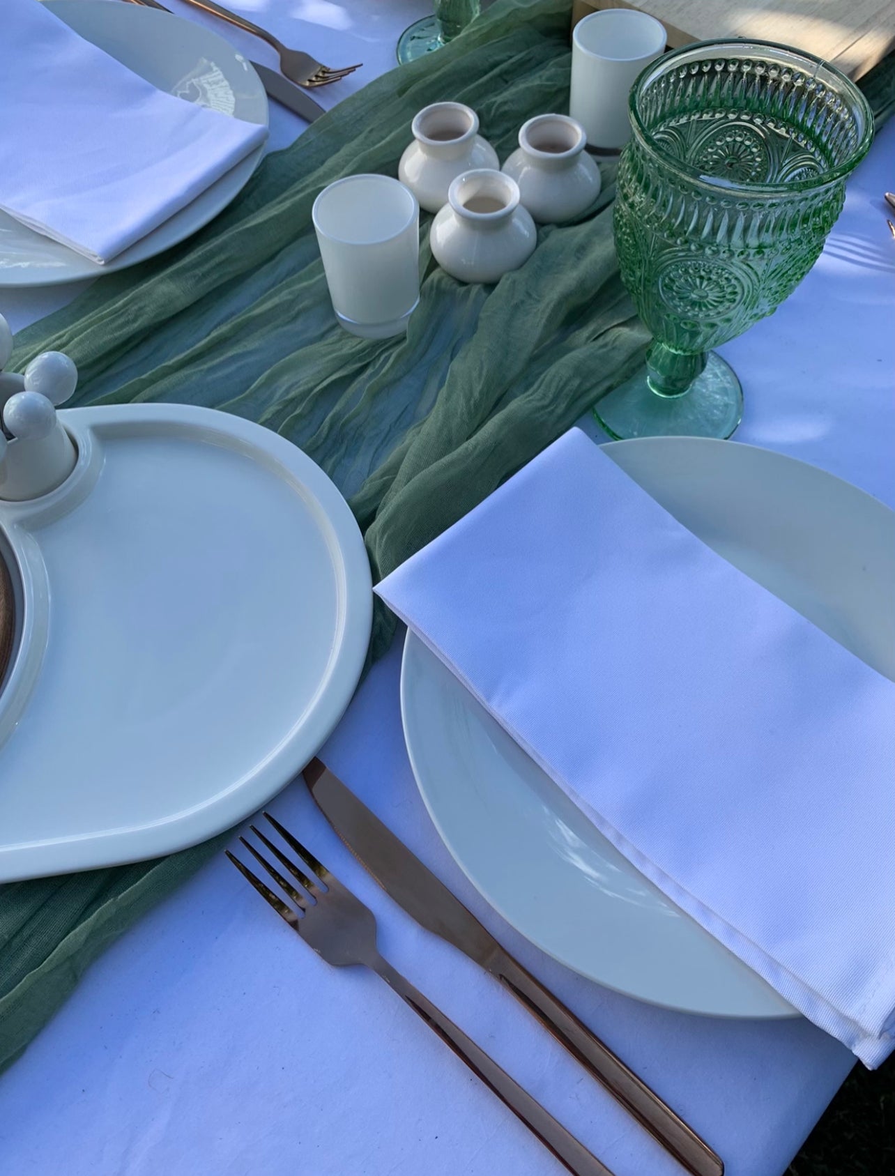 Table Runner Cheesecloth Green Rockhampton Vintage Hire