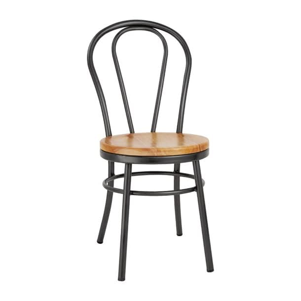 Bentwood chairs black metal frame with wood seat. Wedding, events, expos, parties.  Rockhampton Vintage Hire