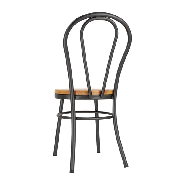 Bentwood chairs black metal frame with wood seat. Wedding, events, expos, parties.  Rockhampton Vintage Hire