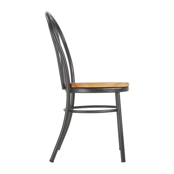 Bentwood chairs black metal frame with wood seat. Wedding, events, expos, parties.  Rockhampton Vintage Hire