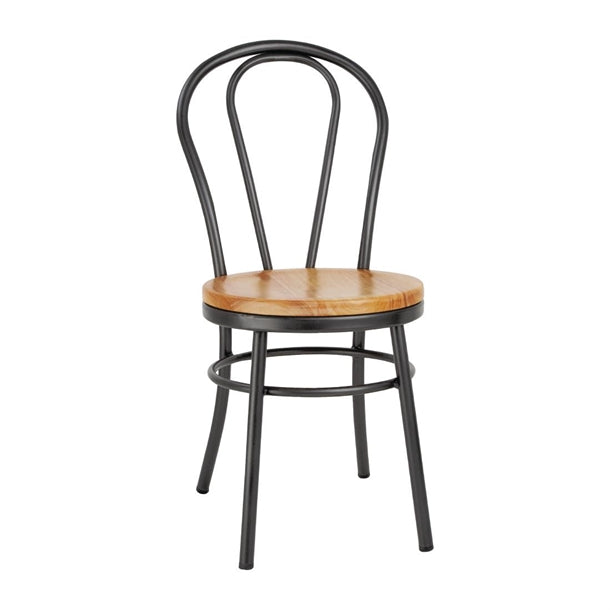 Bentwood chairs black metal frame with wood seat. Wedding, events, expos, parties.  Rockhampton Vintage Hire