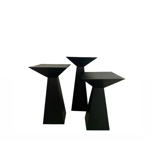 Set of 3 - Black Square Flower Plinths/Tables Rockhampton Vintage Hire