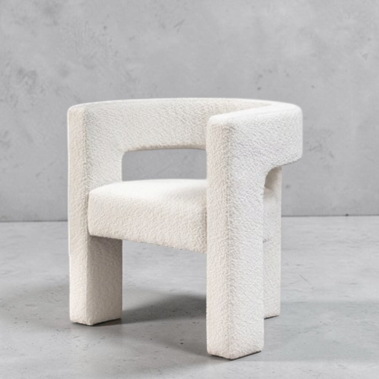 Boucle cream accent dining chairs, add a touch of modern contemporary styling, please see our lounge chairs to compliment the look. Rockhampton Vintage Hire. Weddings, events, party hire