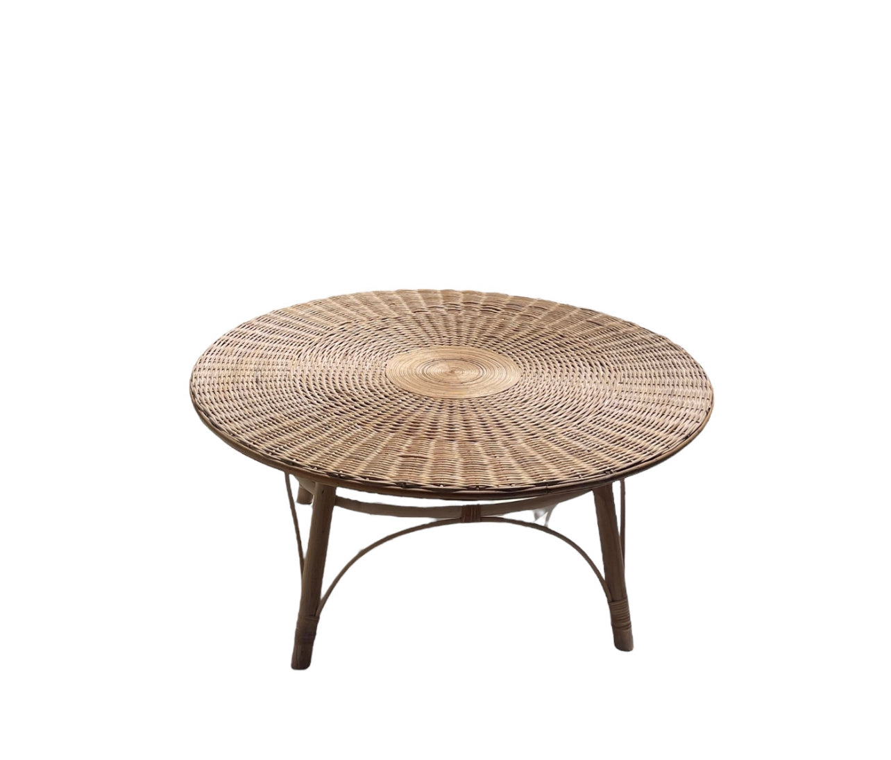 Round Cane & Rattan Coffee Table - Natural – rockhampton-vintage-hire