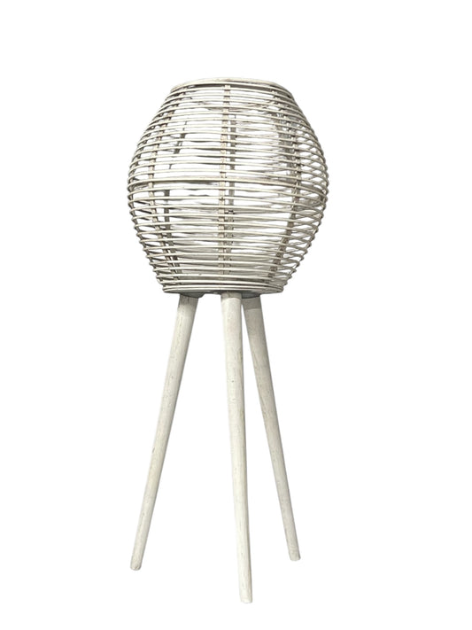 Cane Tripod Planter White Rockhampton Vintage Hire