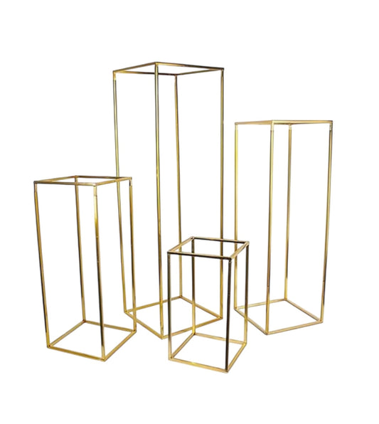 Flower Frames Column/Stand Set 4-Piece Set/s - Gold Rockhampton Vintage Hire Weddings Rockhampton