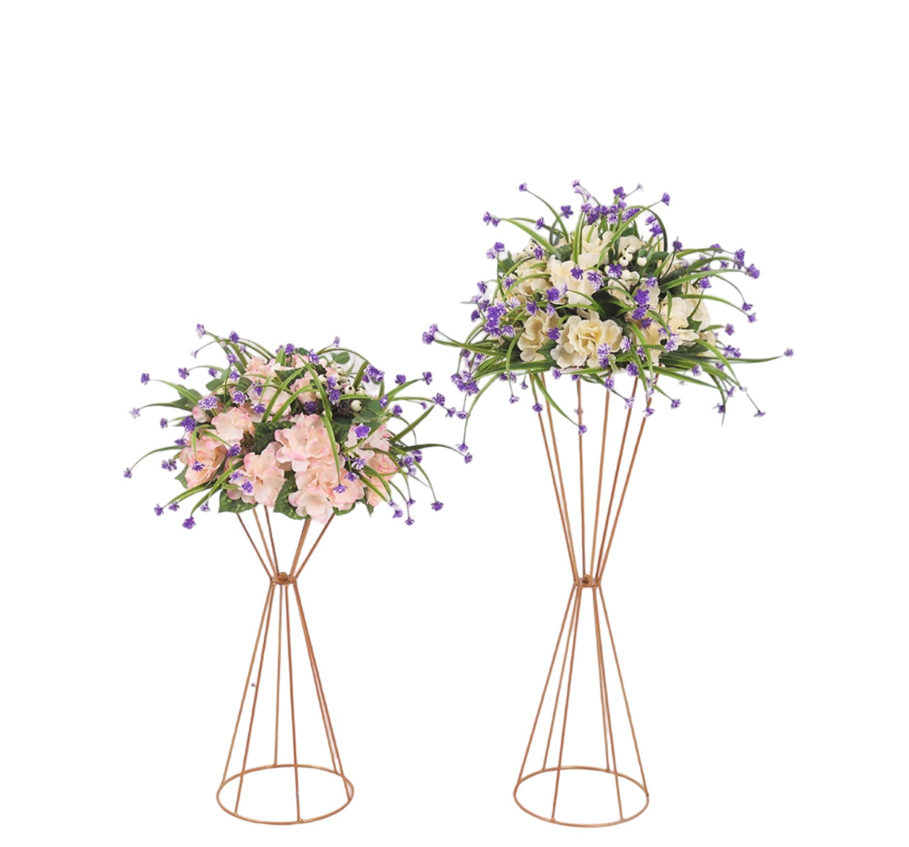 Geometric Flower Stand Centerpiece - Gold 2-Piece Set Rockhampton Vintage Hire