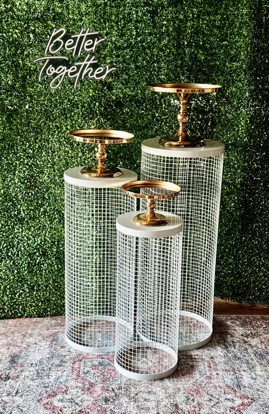 Party Combo Green Wall Backdrop + Cake Stands + Plinth Set Package Rockhampton Vintage Hire