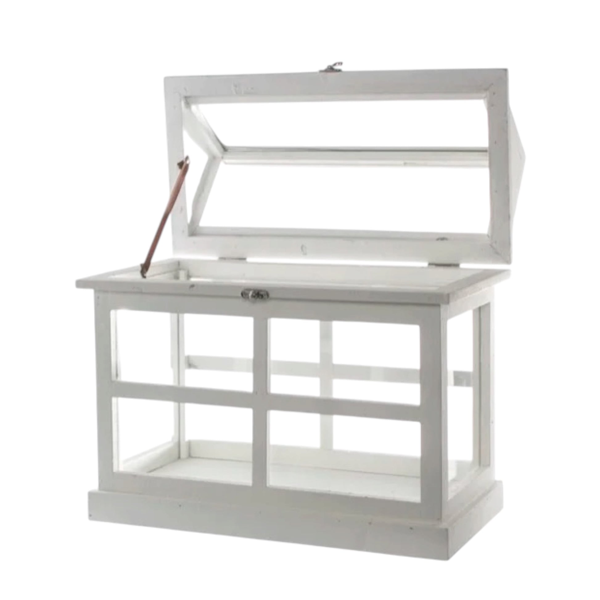Hamptons Card Box - White framed box with lid and glass panels. Rockhampton Vintage Hire