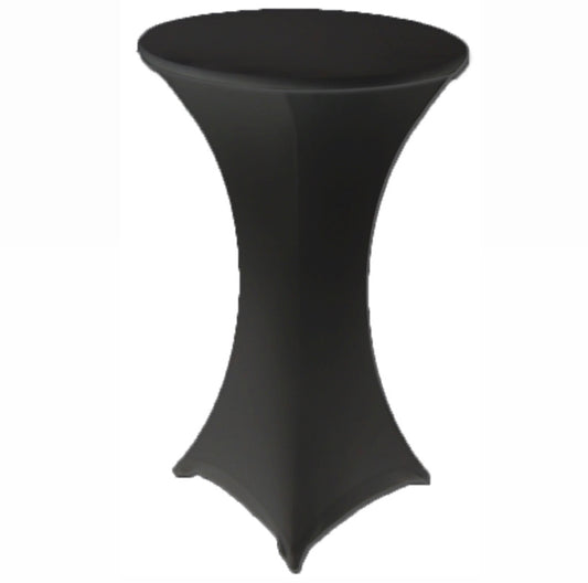 Tablecloths Dry Bar Cover 600mm Round - Fitted Lycra - Black Rockhampton Vintage Hire
