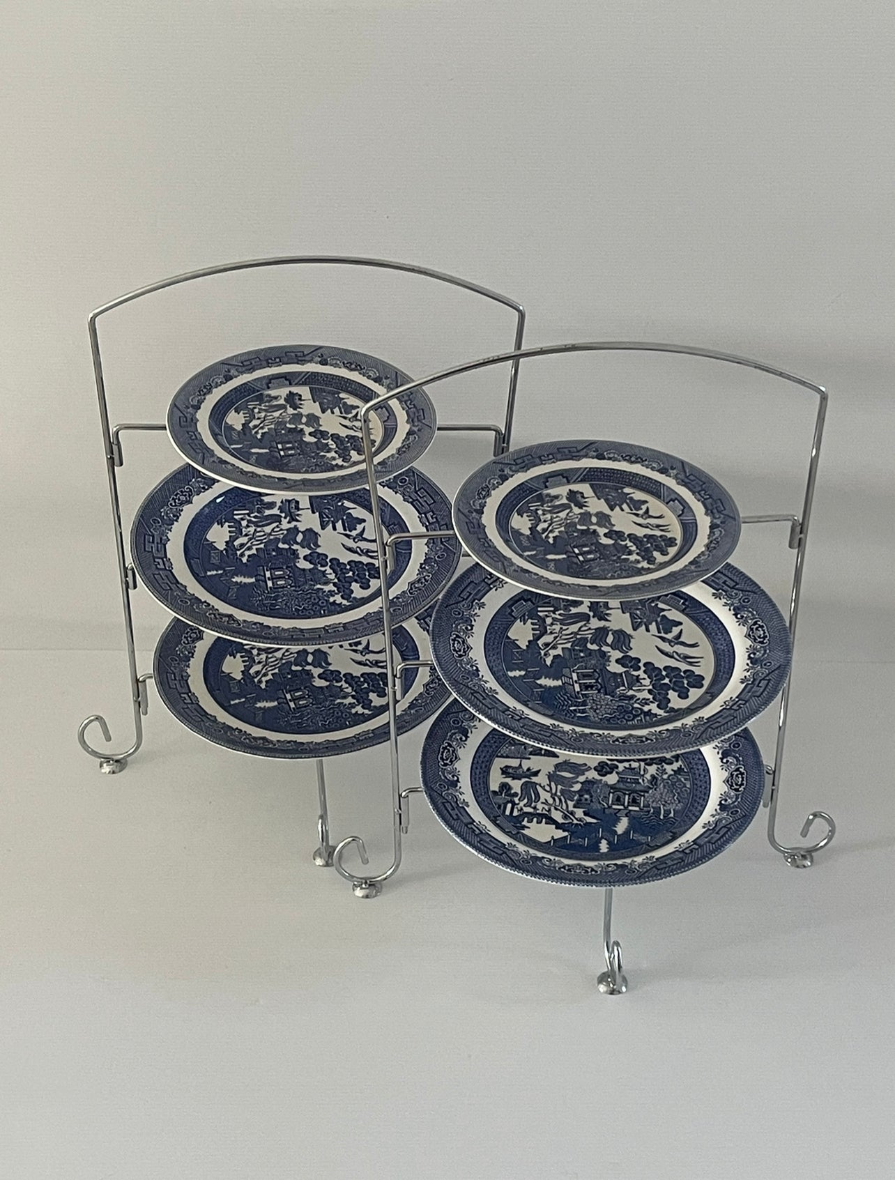 3-Tier Silver Metal Plate Stand x2  Bundle Rockhampton Vintage Hire