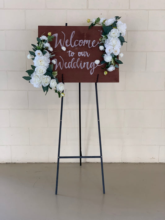 Welcome To Our Wedding Sign, Florals & Easel 4-Piece Package Rockhampton Vintage Hire