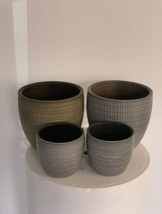 Dark Grey Ceramic Planter Pots x4 Bundle Rockhampton Vintage Hire