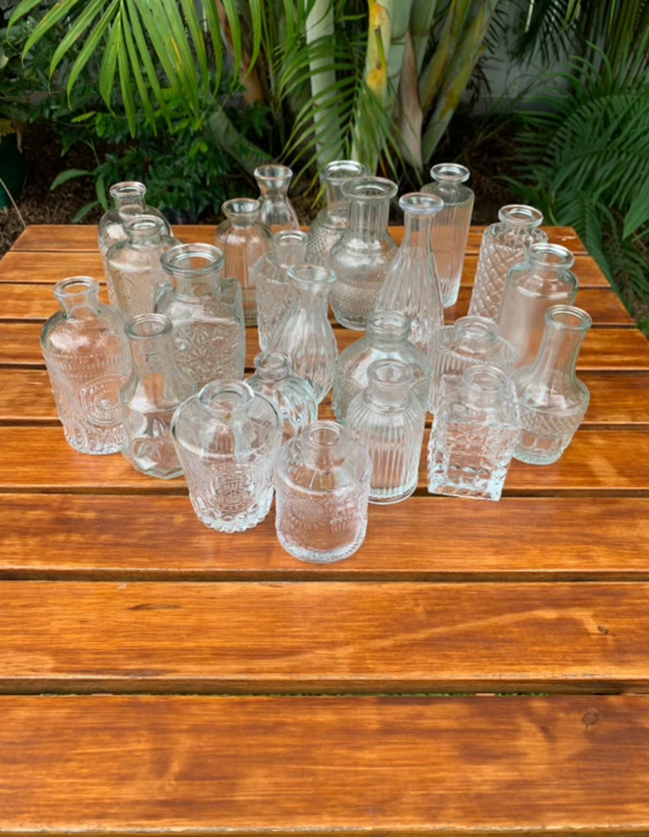 Modern Glass Vases - Mixed Sizes x79 Available Rockhampton Vintage Hire