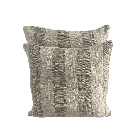 Large Square Cushions - Natural Woven Stripes x 2 Bundle Rockhampton Vintage Hire