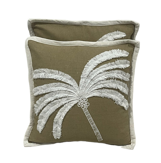 Standard Square Cushions - Tufted Palm Tree x 2 Bundle Rockhampton Vintage Hire