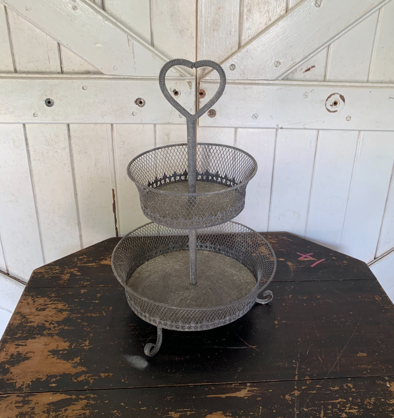 Rustic Tiered Basket Stand Rockhampton Vintage Hire