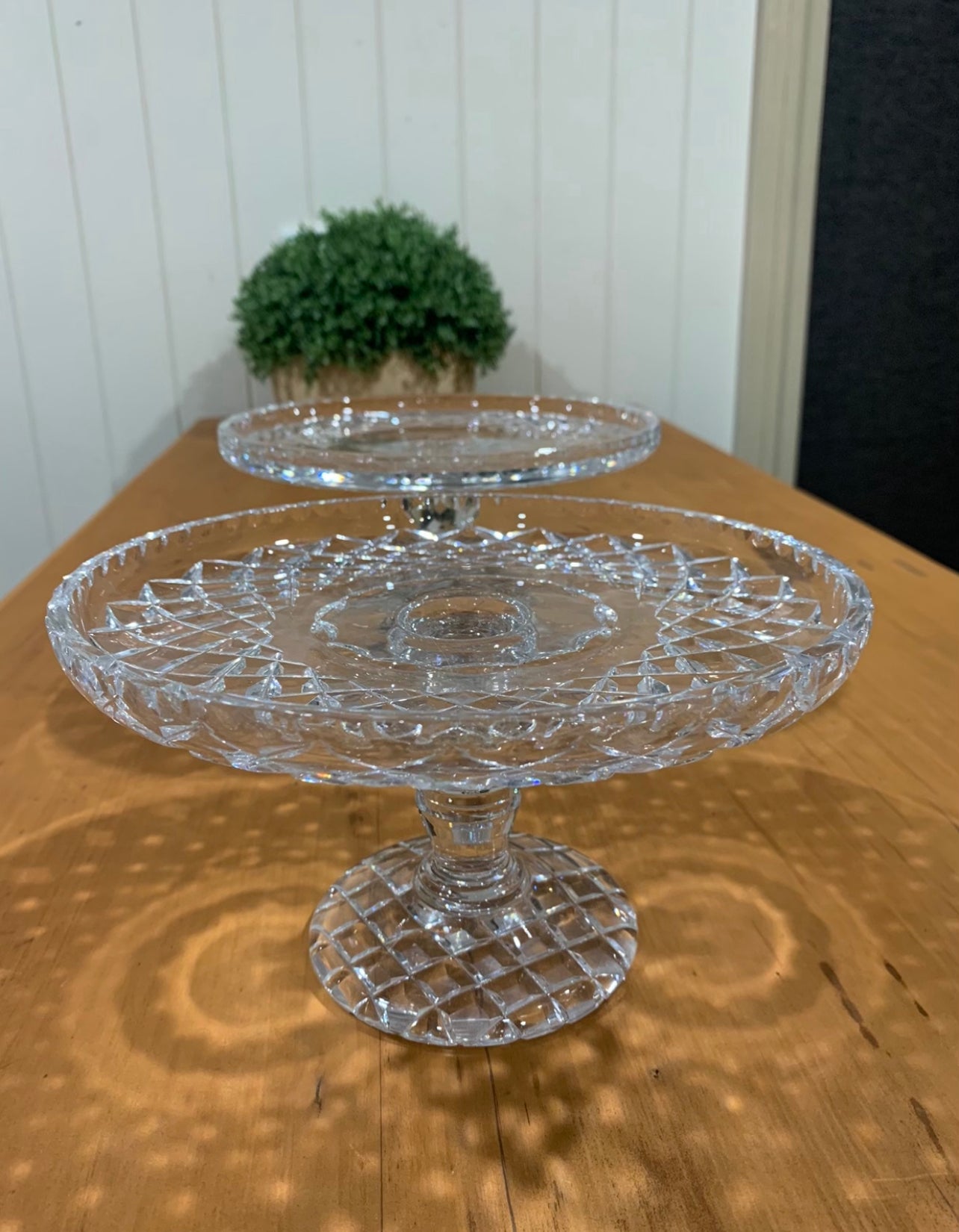 Vintage Pedestal Cake Stand Crystal x2 Bundle Rockhampton Vintage Hire