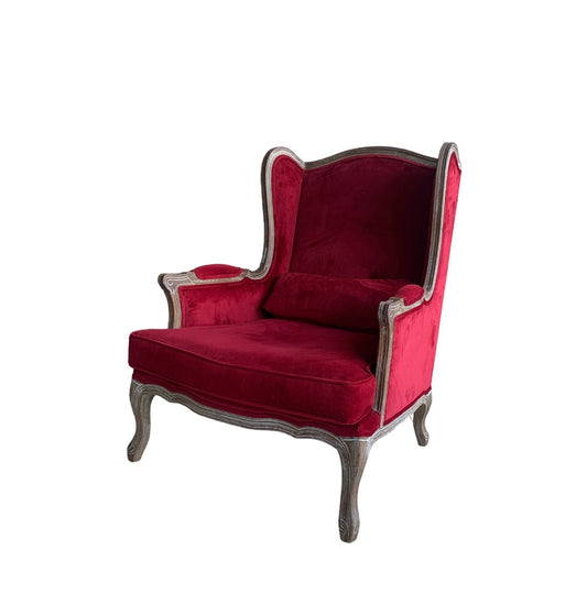 Armchair Velvet Red - Book Now for Christmas Santa Chair for hire Rockhampton Vintage Hire