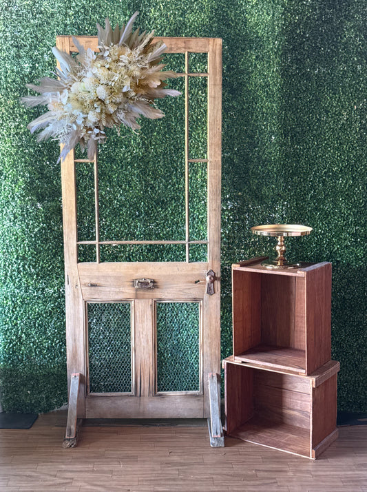Party Combo Door Frame + Wood Crates + Cake Stand + Floral Arrangement