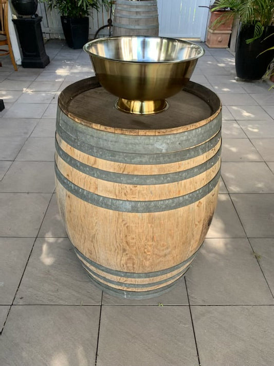 Gold champagne bucket & Wine Barrel Rockhampton Vintage Hire
