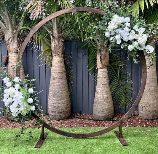 Arbor - 2.5 m Circle Timber Wedding Arch Natural Wood