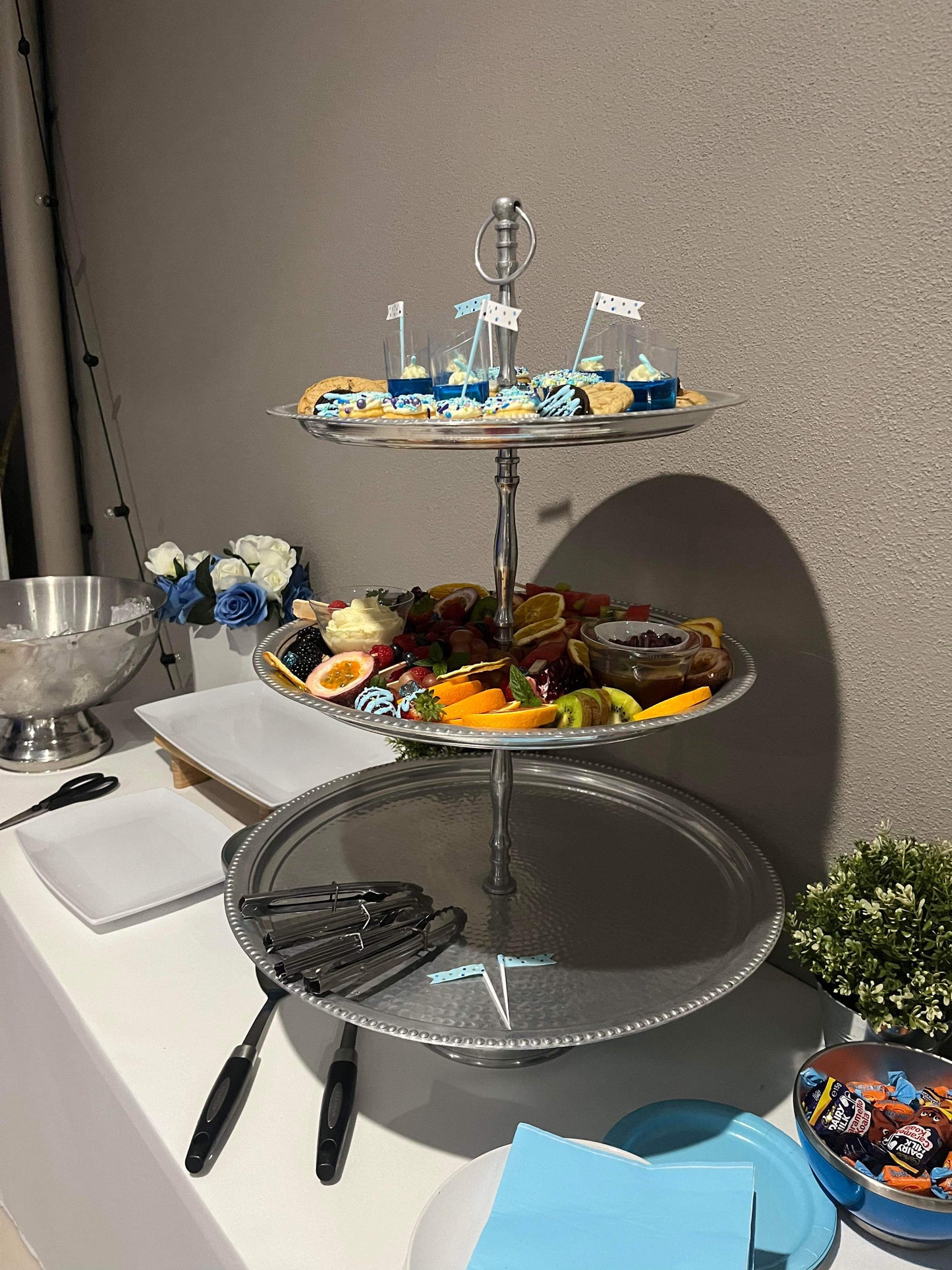 3 Tier Platter XXL - Silver 1 Available Rockhampton Vintage Hire
